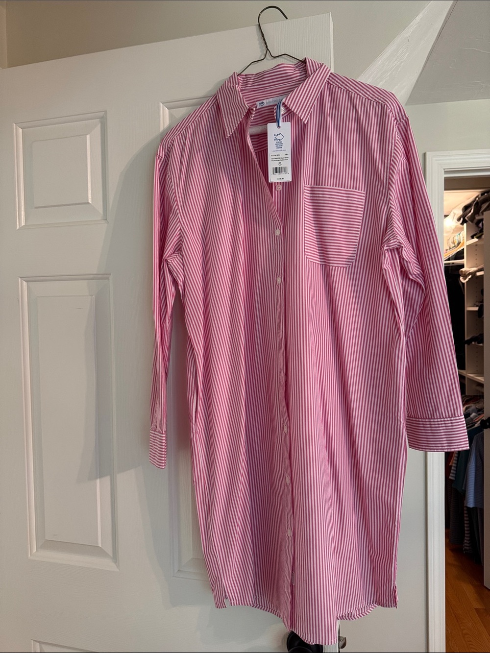 Women’s Pink Striped Button-Up Shirt dress